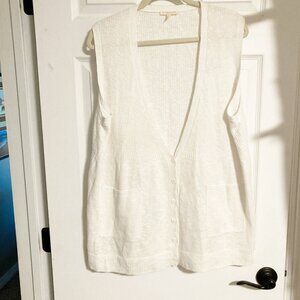 Eileen Fisher Linen Cotton Blend Lightweight V-Neck Sweater Vest Size 1X